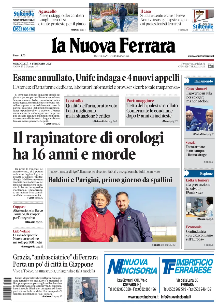 Prima-pagina-nuova ferrara-oggi-edizione-del-2025-02-05